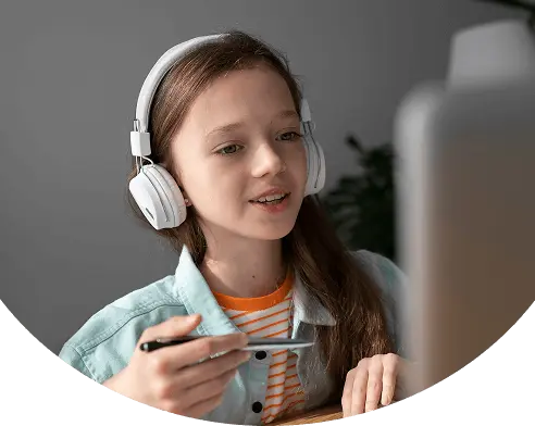 girl in headphones
